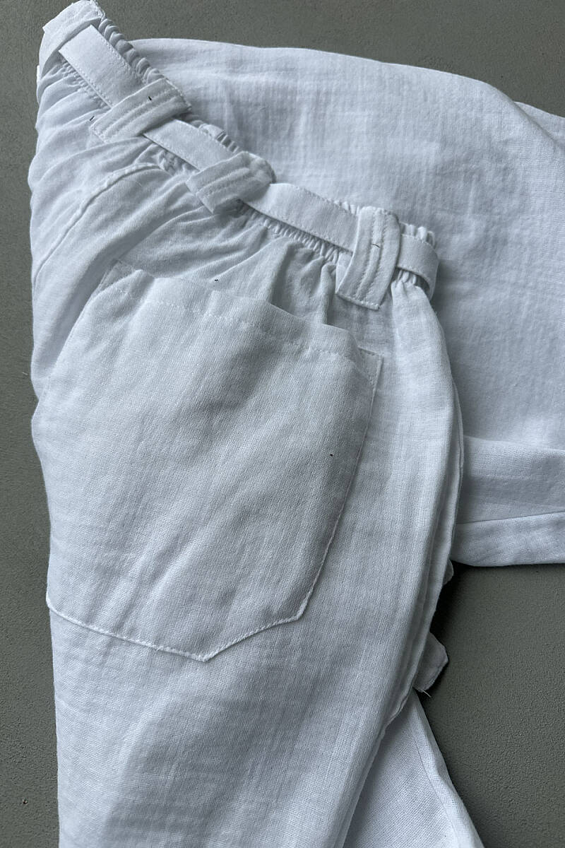 %100 Pamuk Müslin Kumaş Pantolon - 4