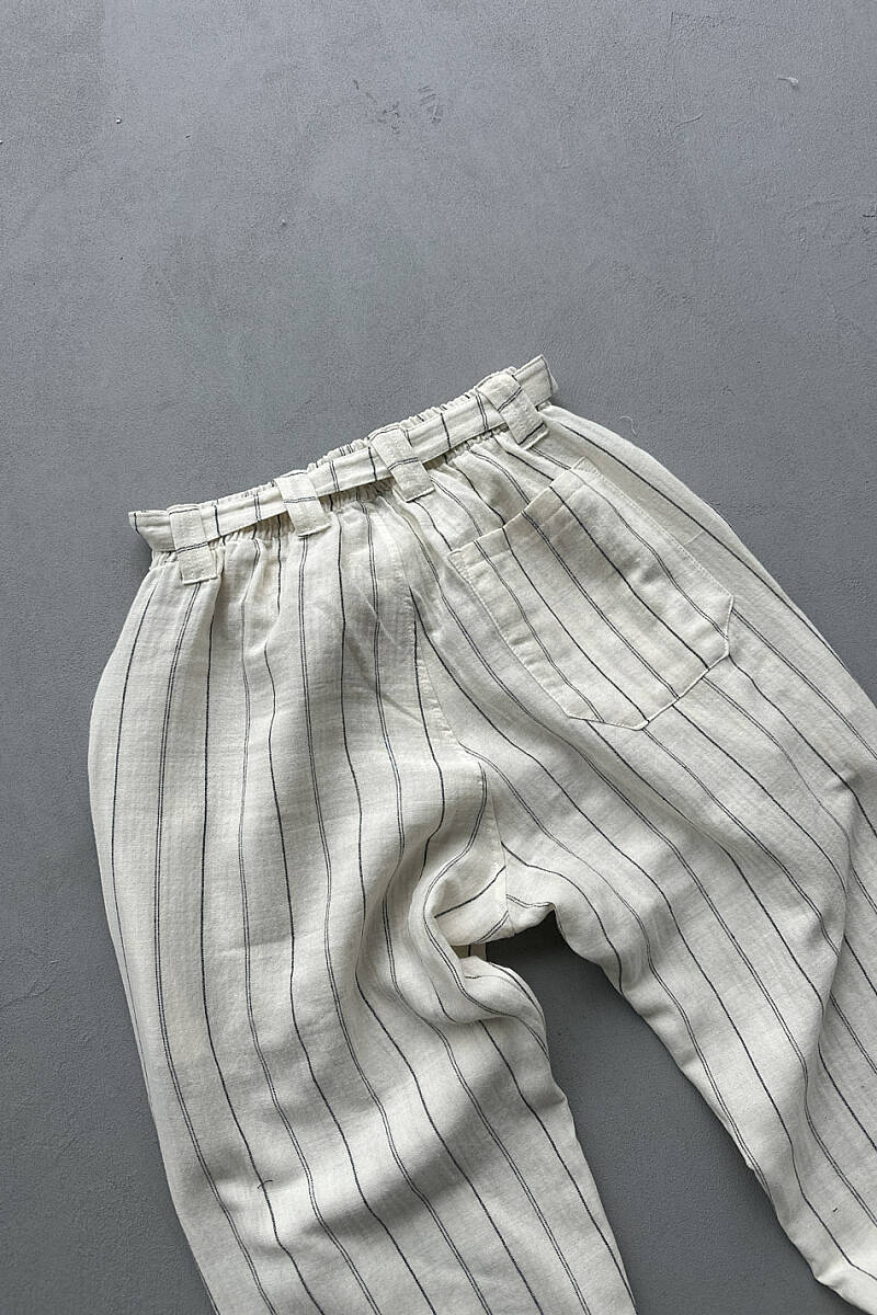Çizgili %100 Pamuk Müslin Kumaş Pantolon - SOLDOUT (1)