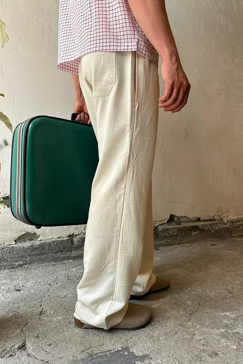 %100 Pamuk Müslin Kumaş Pantolon - 4