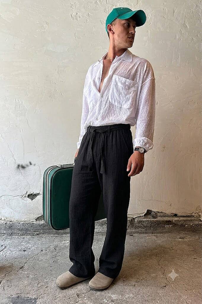 %100 Pamuk Müslin Kumaş Pantolon - SOLDOUT (1)