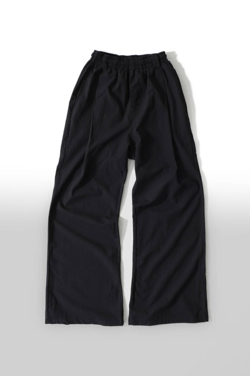 %100 Pamuk Pileli Essential Siyah Pantolon - 1