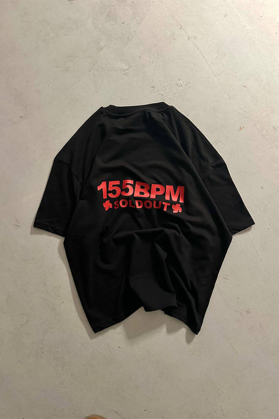 155BPM Baskılı Siyah Oversize Tişört - 1