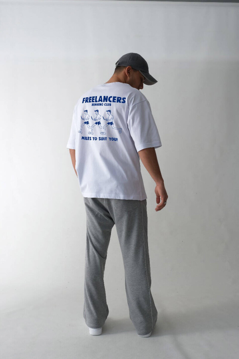 Freelancers Oversize Tişört & Çift Dikiş Detaylı Gri Baggy Eşofman - 1