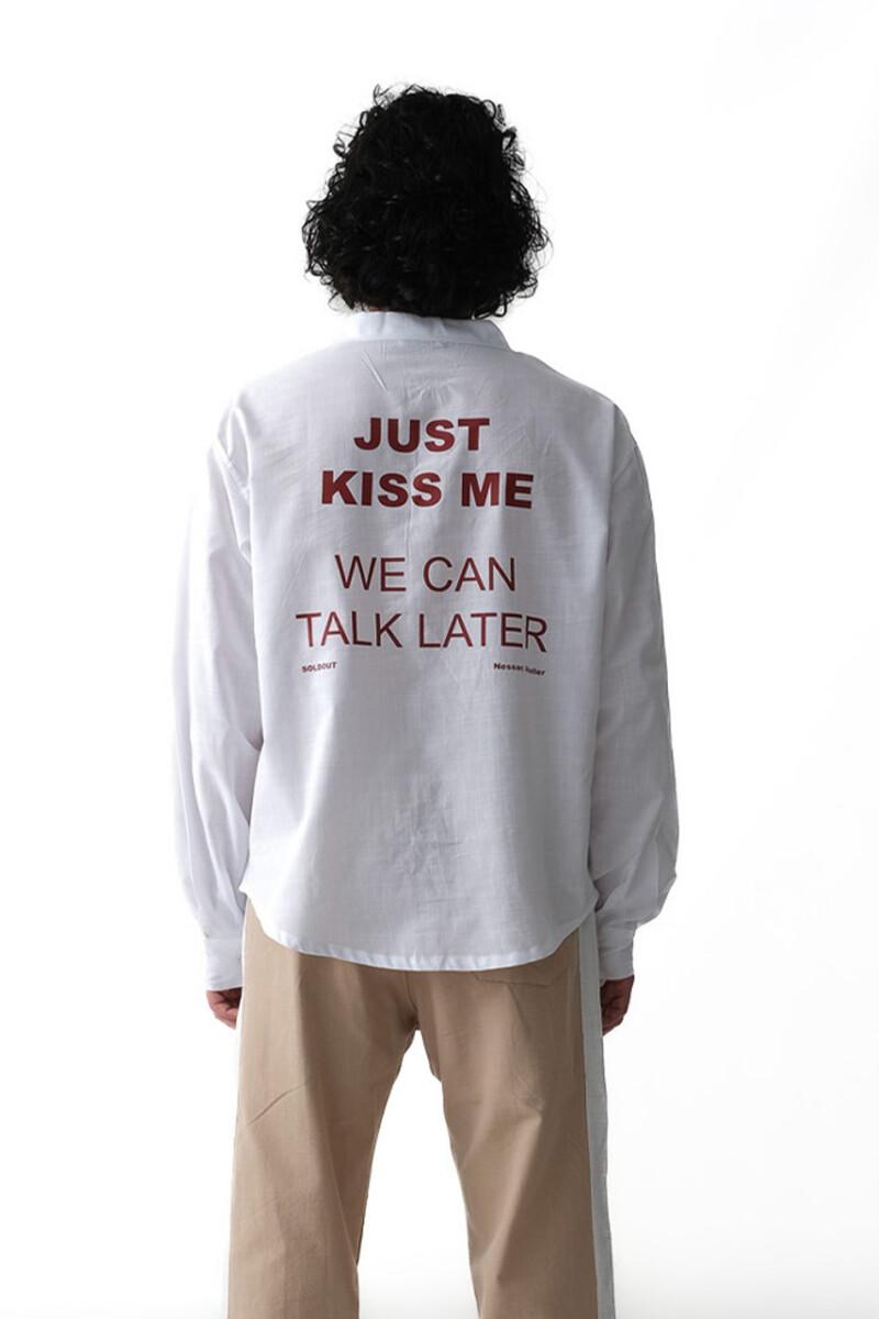 Just Kiss Me & %100 Pamuk Beyaz Şerit Detaylı Bej Pantolon - 3