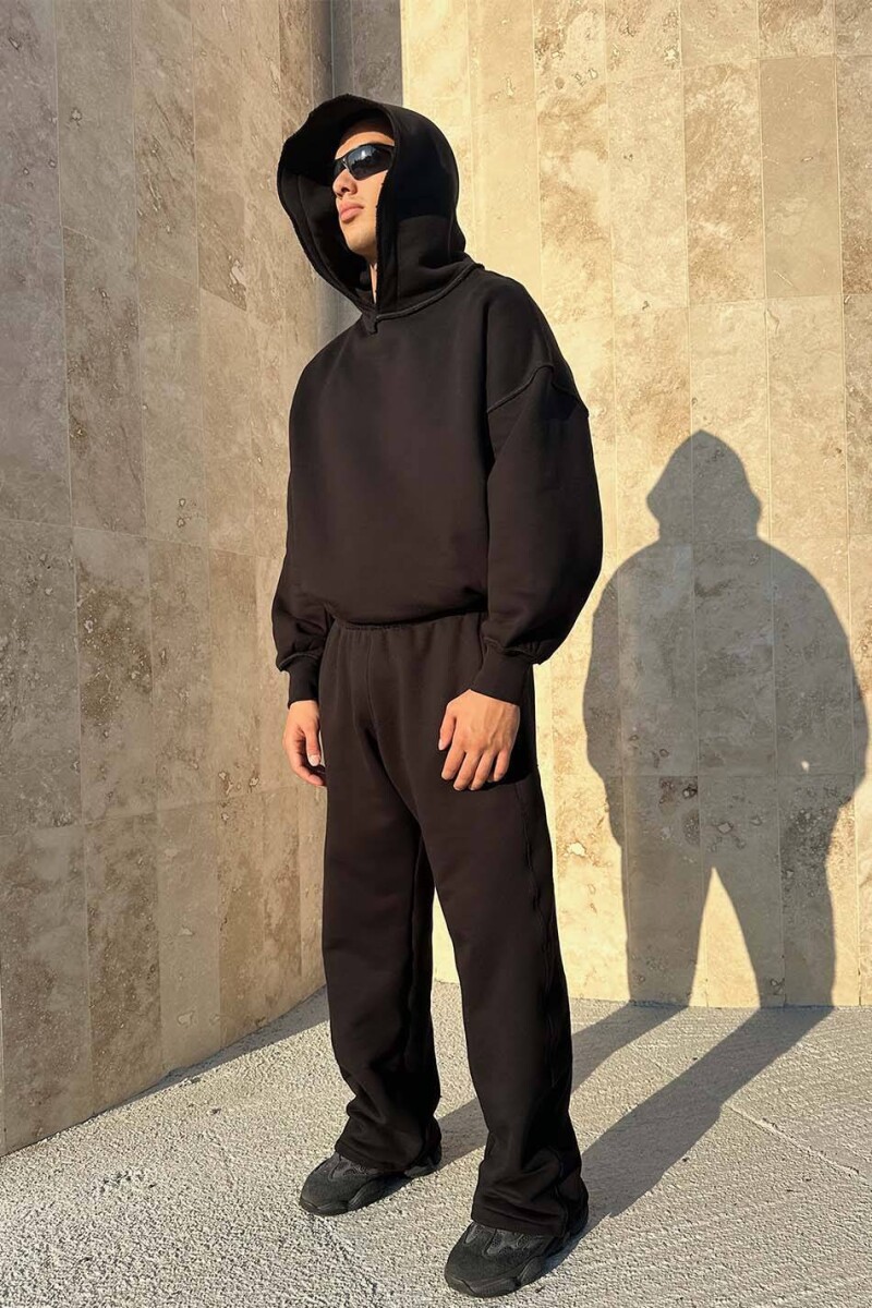 Extra Oversize Hoodie &Çift Dikiş Detaylı Baggy Eşofman Kombini - 2
