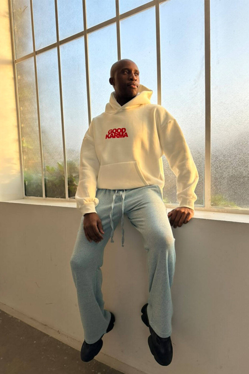 Good Karma Ekru Hoodie & Denim Desenli Eşofman Kombini - 1