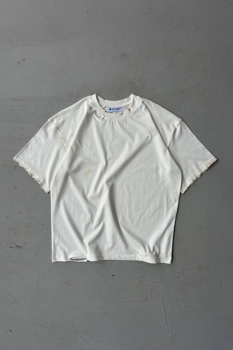 Distressed Beyaz Oversize Tişört & Leopar Desenli Baggy Pantolon - 2