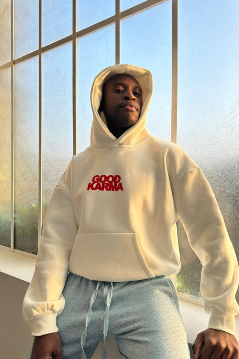 Good Karma Ekru Hoodie & Denim Desenli Eşofman Kombini - 3
