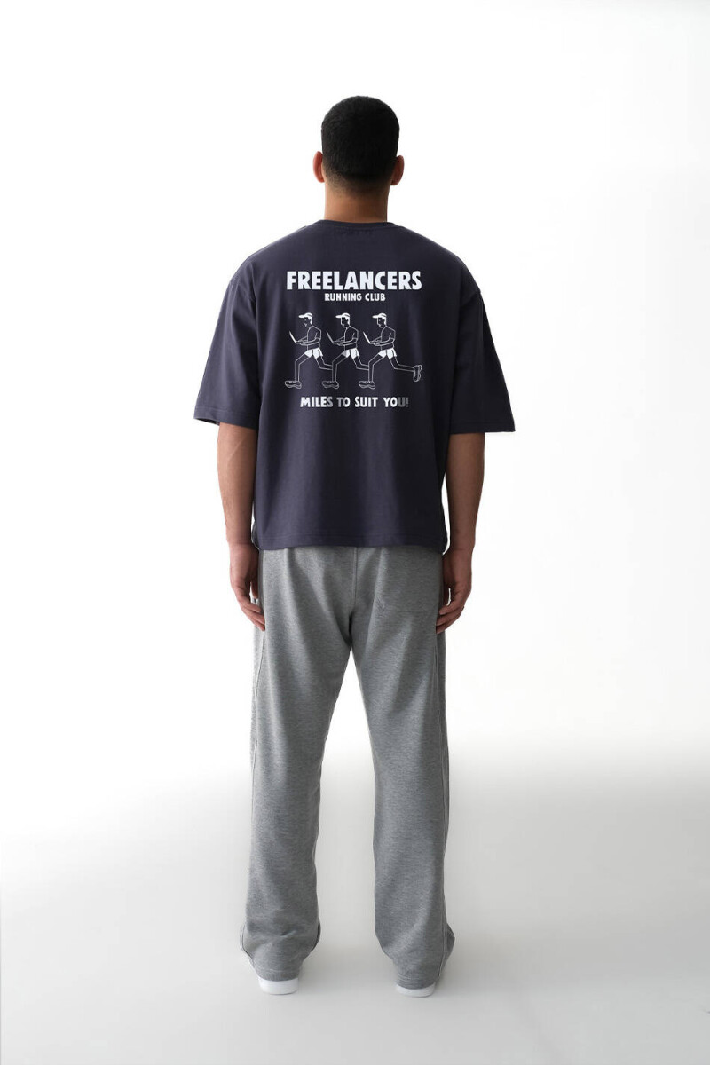 Freelancers Antrasit Oversize Tişört x Çift Dikiş Detaylı Gri Melanj Baggy Eşofman - 1