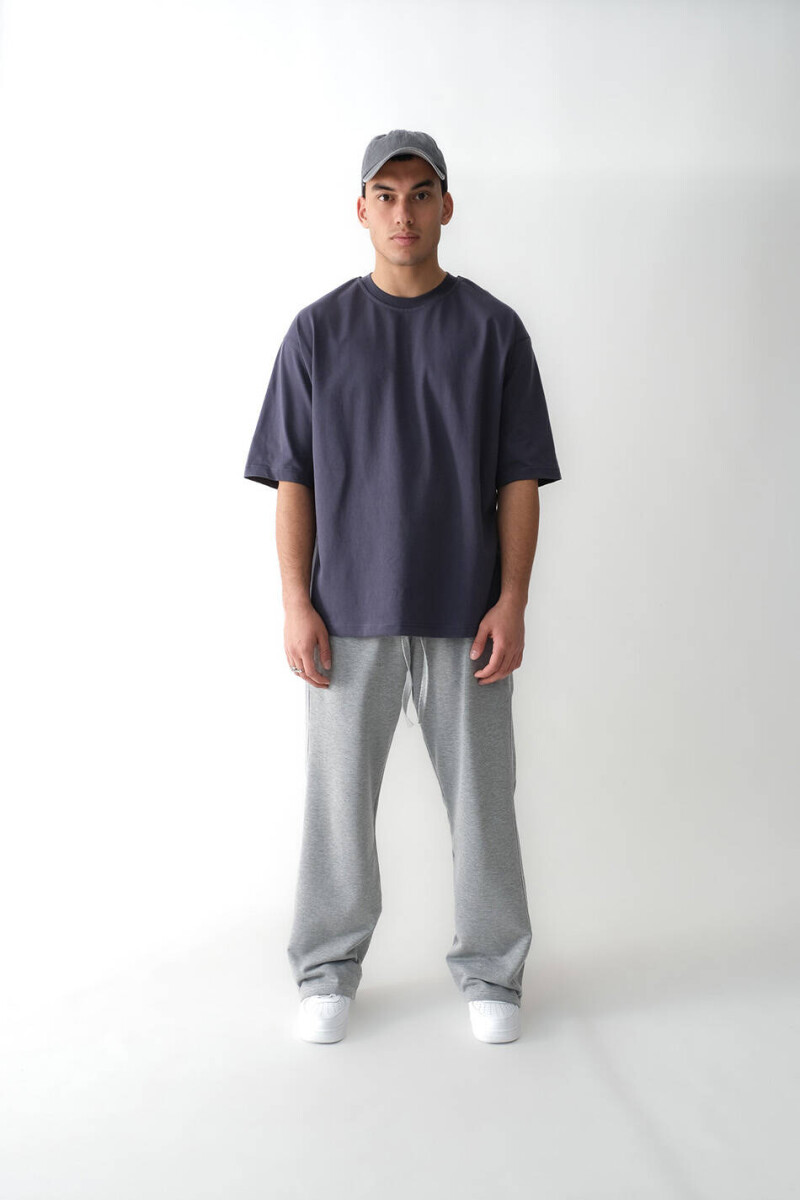 Freelancers Antrasit Oversize Tişört x Çift Dikiş Detaylı Gri Melanj Baggy Eşofman - 3