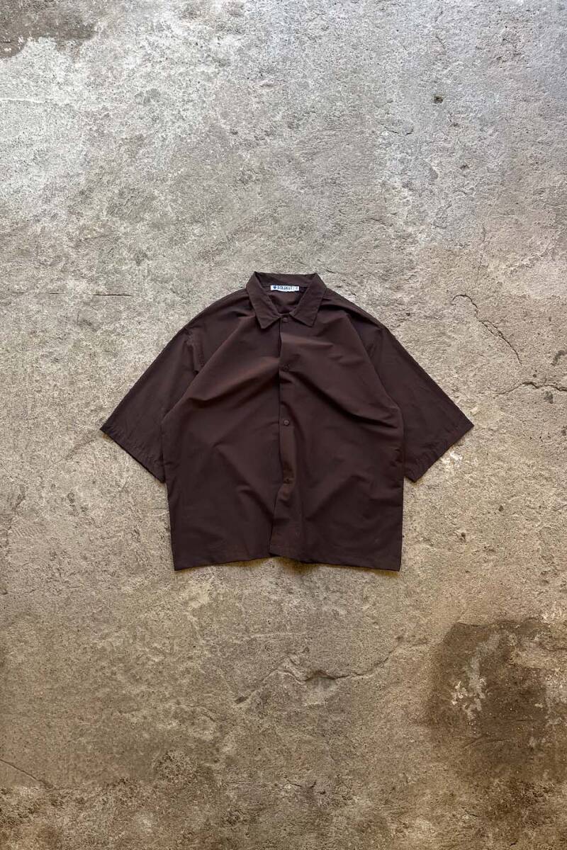 Acı Kahve Yarım Kol Oversize Gömlek - SOLDOUT