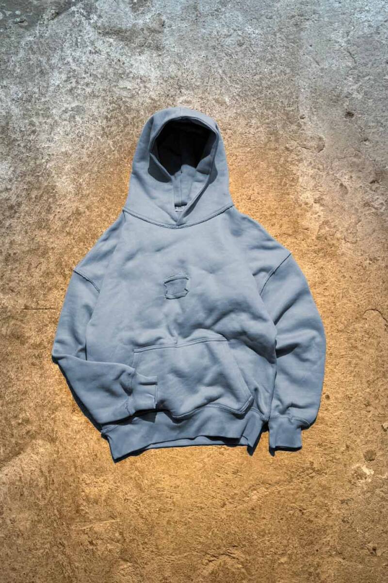 Açık Mavi Handmade Distressed Oversize Boxy Fit Hoodie - SOLDOUT