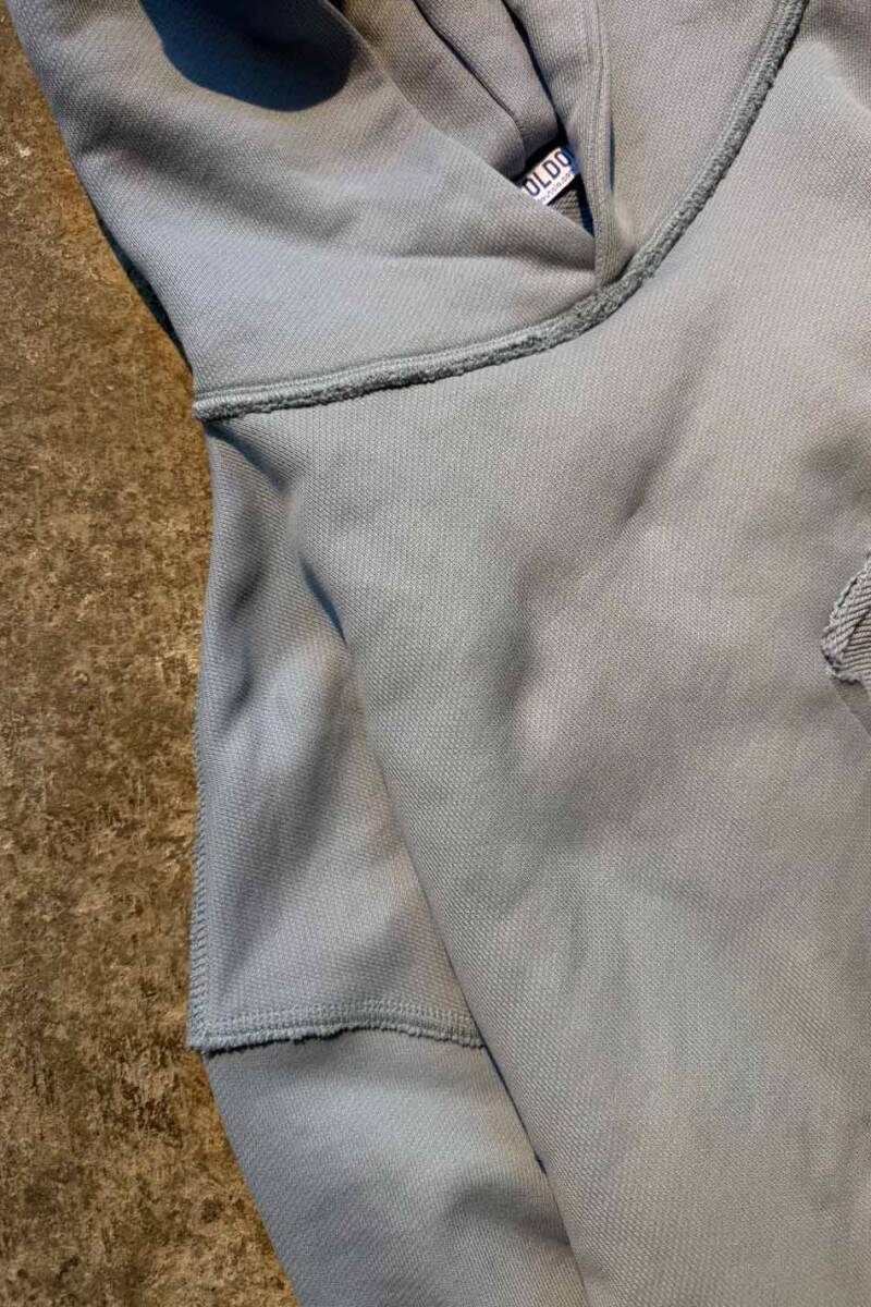 Açık Mavi Handmade Distressed Oversize Boxy Fit Hoodie - 10