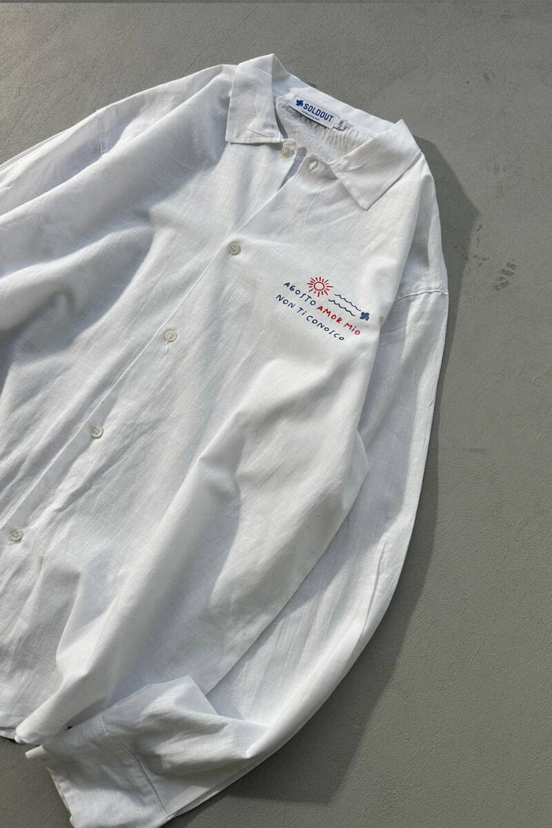 Agosto Amor Mio Oversize %100 Pamuk İnce Gömlek - 3