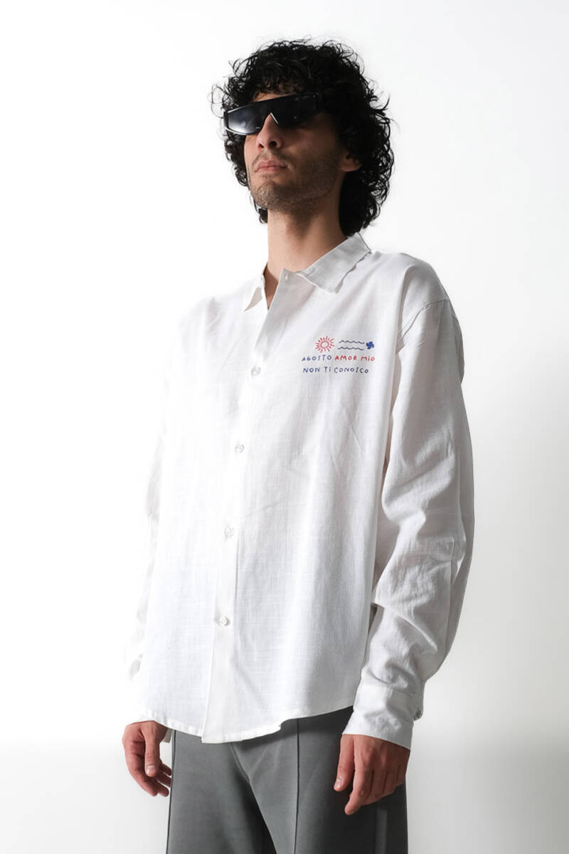 Agosto Amor Mio Oversize %100 Pamuk İnce Gömlek - 2