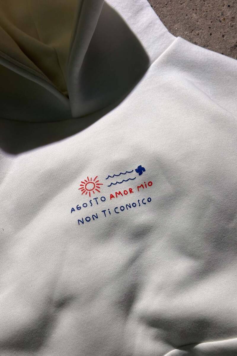 Agosto Amor Mio Ekru Oversize Boxy Fit Hoodie - SOLDOUT (1)