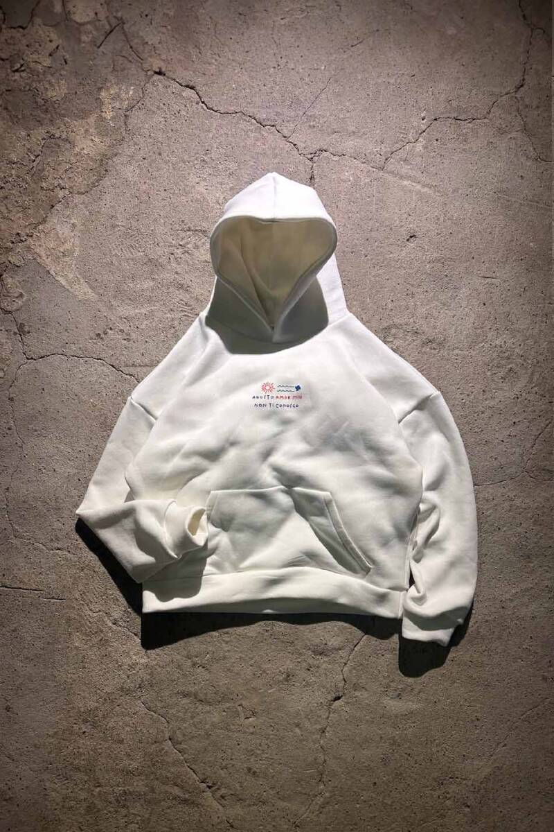Agosto Amor Mio Ekru Oversize Boxy Fit Hoodie - SOLDOUT