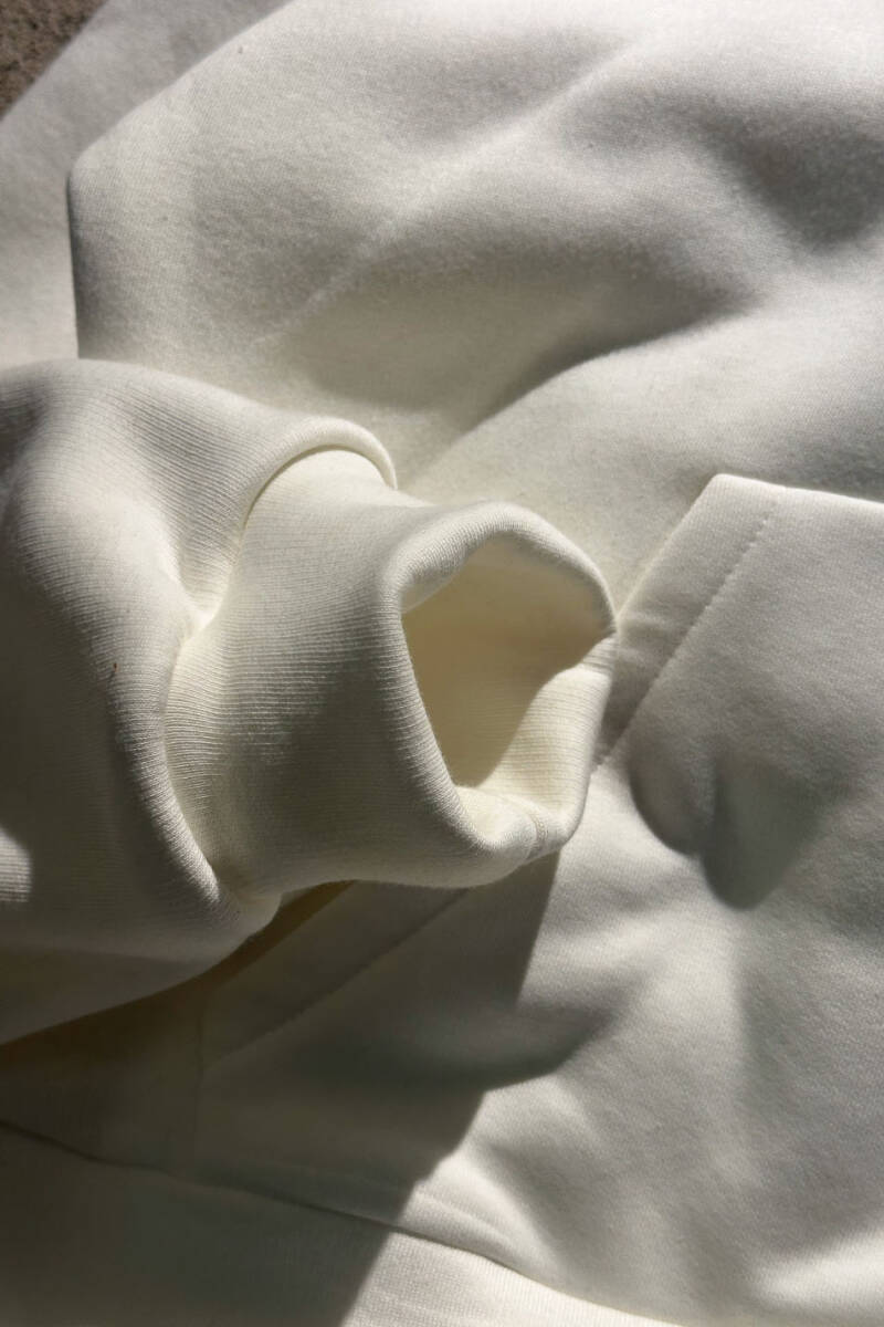 Agosto Amor Mio Ekru Oversize Boxy Fit Hoodie - 3