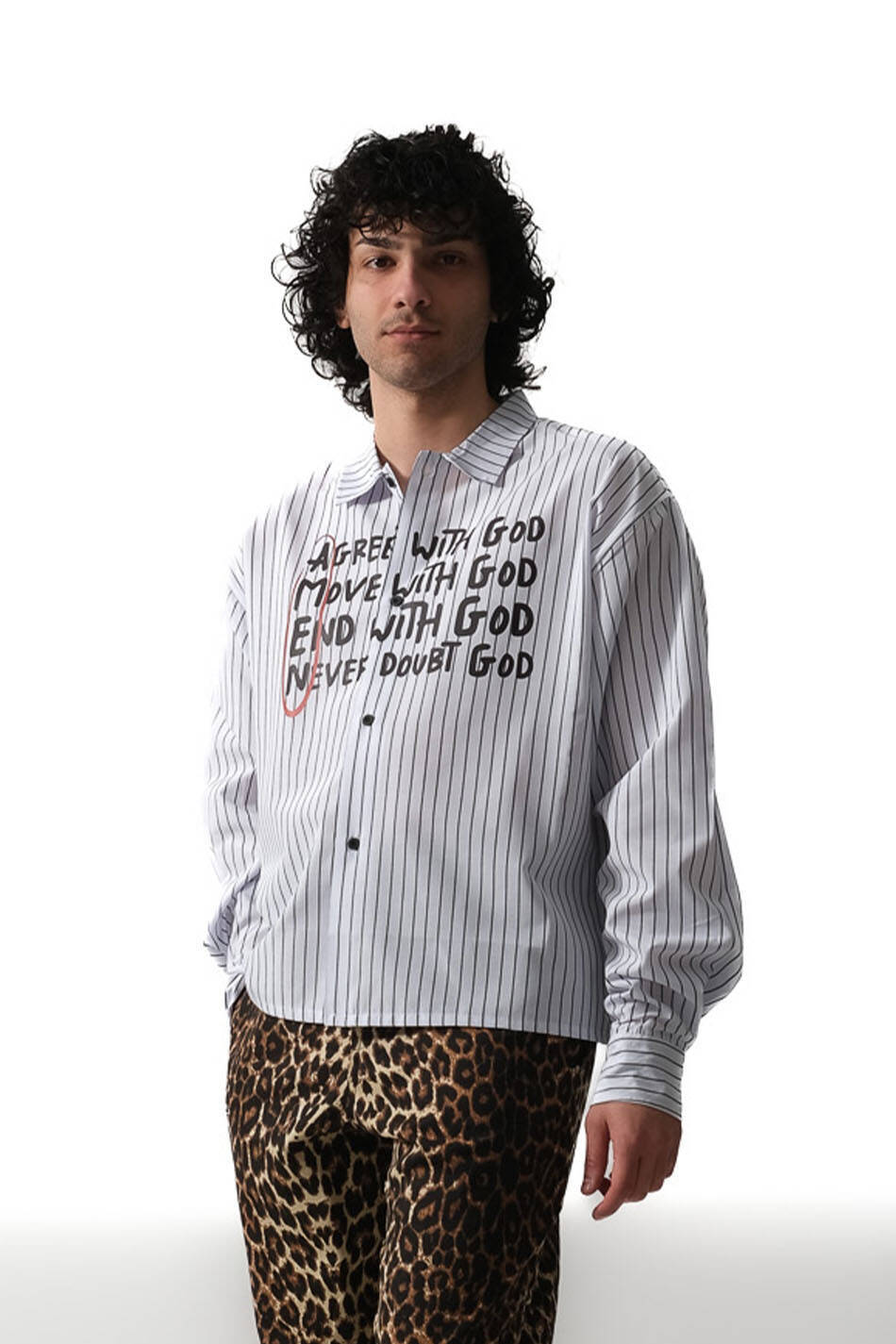 Amen İnce Siyah Çizgili Old Money Boxy Fit Crop Gömlek - SOLDOUT