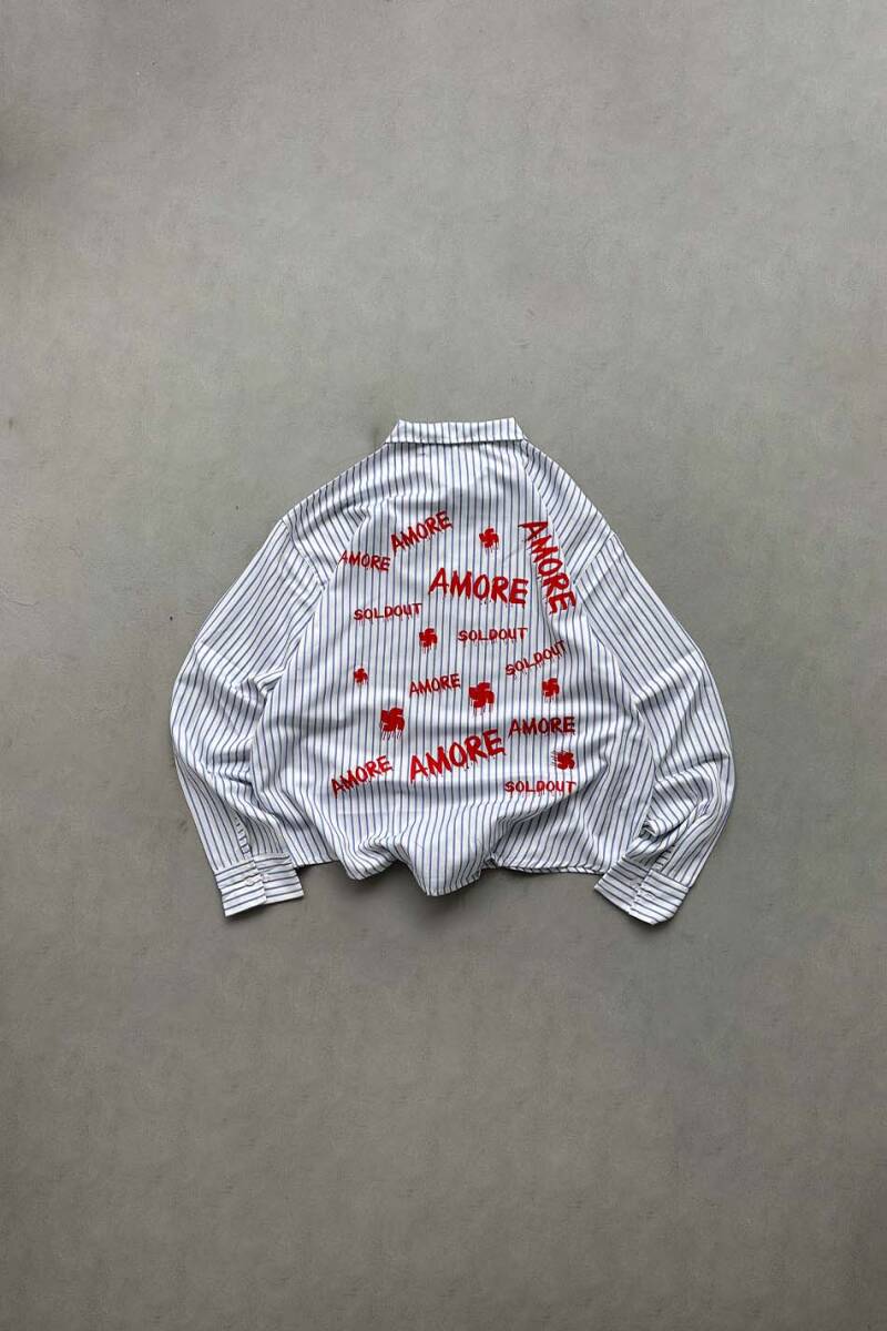 Amore Lacivert Çizgili Oversize Gömlek - SOLDOUT