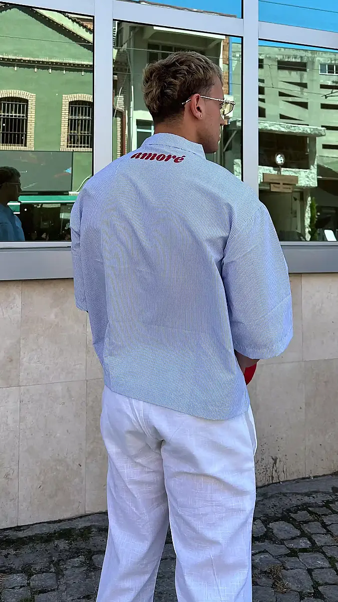 Amore Yarım Kol Boxy Fit Gömlek - 1