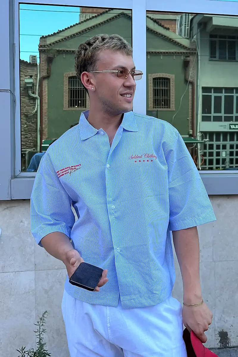 Amore Yarım Kol Boxy Fit Gömlek - SOLDOUT (1)