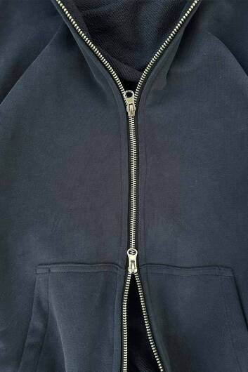 Antrasit 385 GSM Oversize Boxy Fit Zip Hoodie - 4