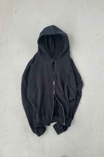 Antrasit 385 GSM Oversize Boxy Fit Zip Hoodie - 9