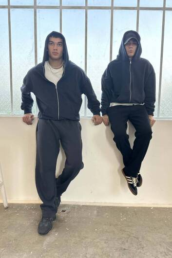 Antrasit 385 GSM Oversize Boxy Fit Zip Hoodie 