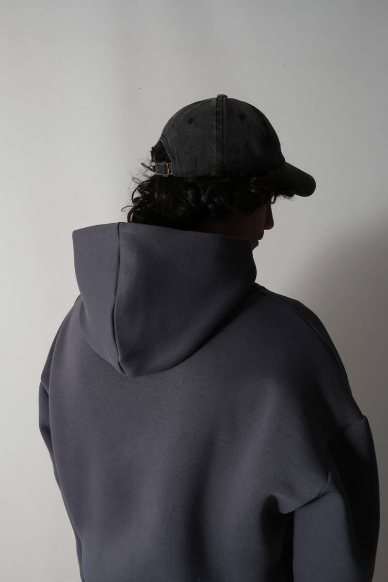 Antrasit Oversize Boxy Fit Hoodie - 3