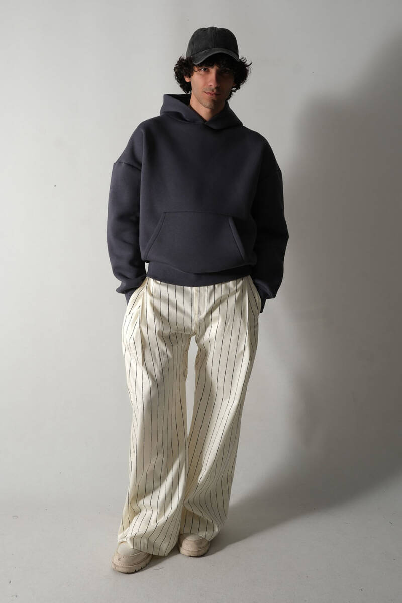 Antrasit Oversize Boxy Fit Hoodie - 6