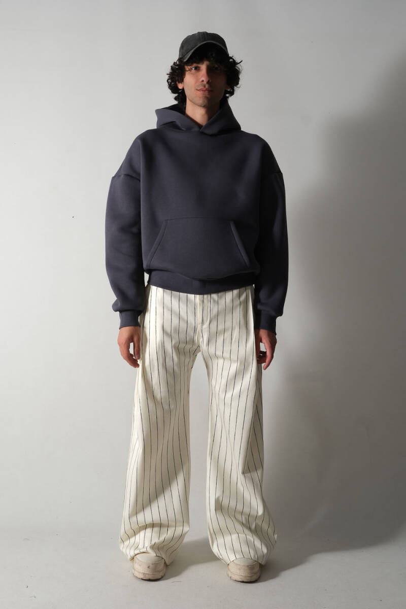 Antrasit Oversize Boxy Fit Hoodie - 2