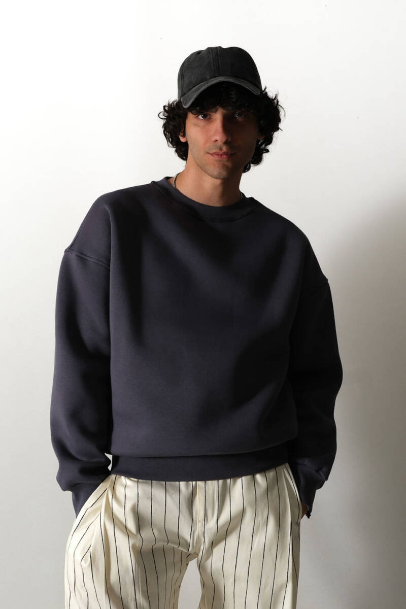 Antrasit Oversize Boxy Fit Sweatshirt 