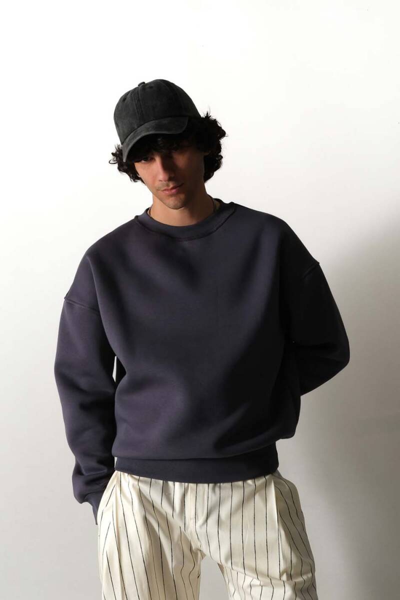 Antrasit Oversize Boxy Fit Sweatshirt - 4