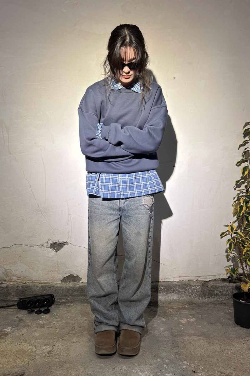 Antrasit Oversize Boxy Fit Sweatshirt - 5