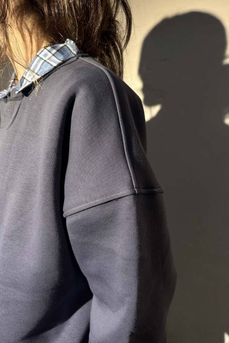 Antrasit Oversize Boxy Fit Sweatshirt - 7