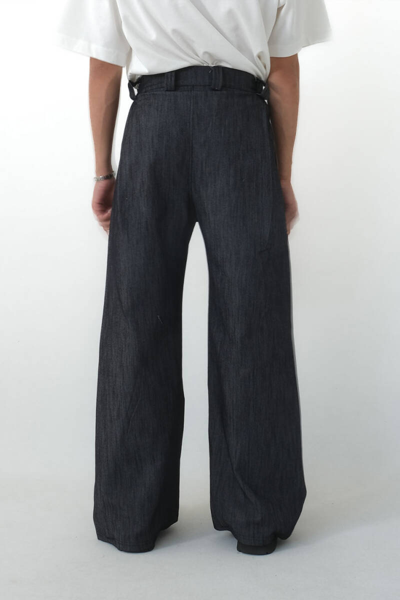Çift Pileli Baggy Denim Pantolon - 8
