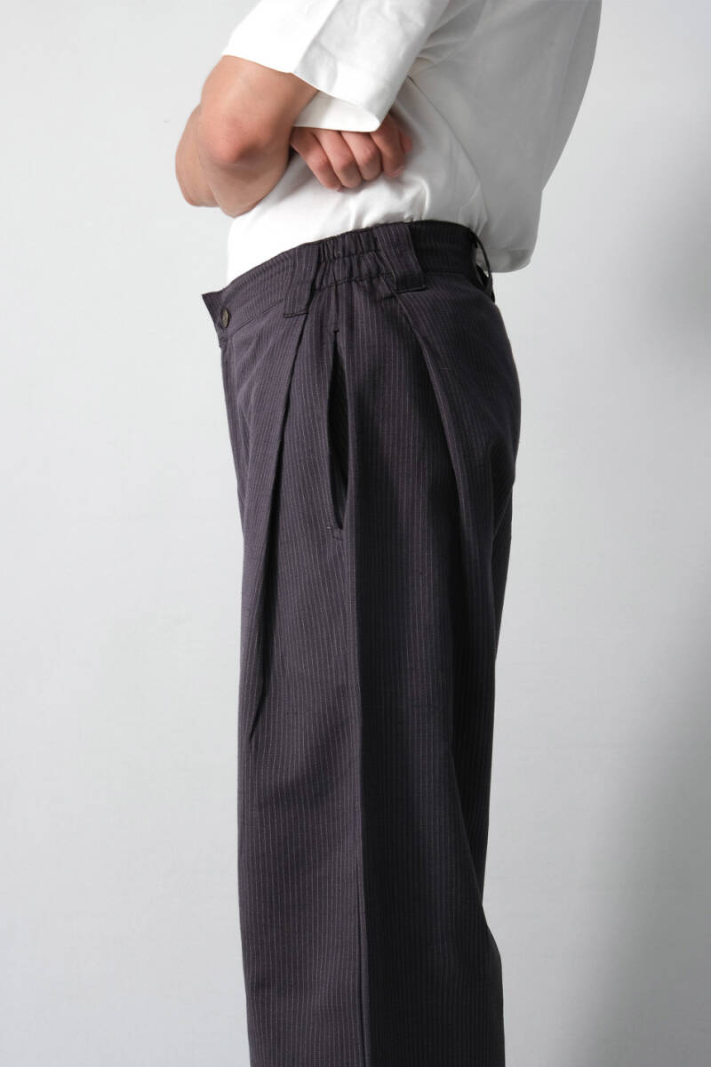 Antrasit Çizgili Çift Pileli Baggy Pantolon - 6