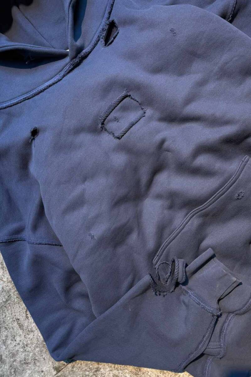 Antrasit Handmade Distressed Oversize Boxy Fit Hoodie - 6