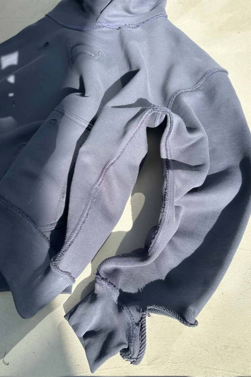 Antrasit Handmade Distressed Oversize Boxy Fit Hoodie - 5