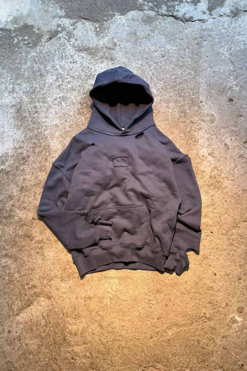 Antrasit Handmade Distressed Oversize Boxy Fit Hoodie 