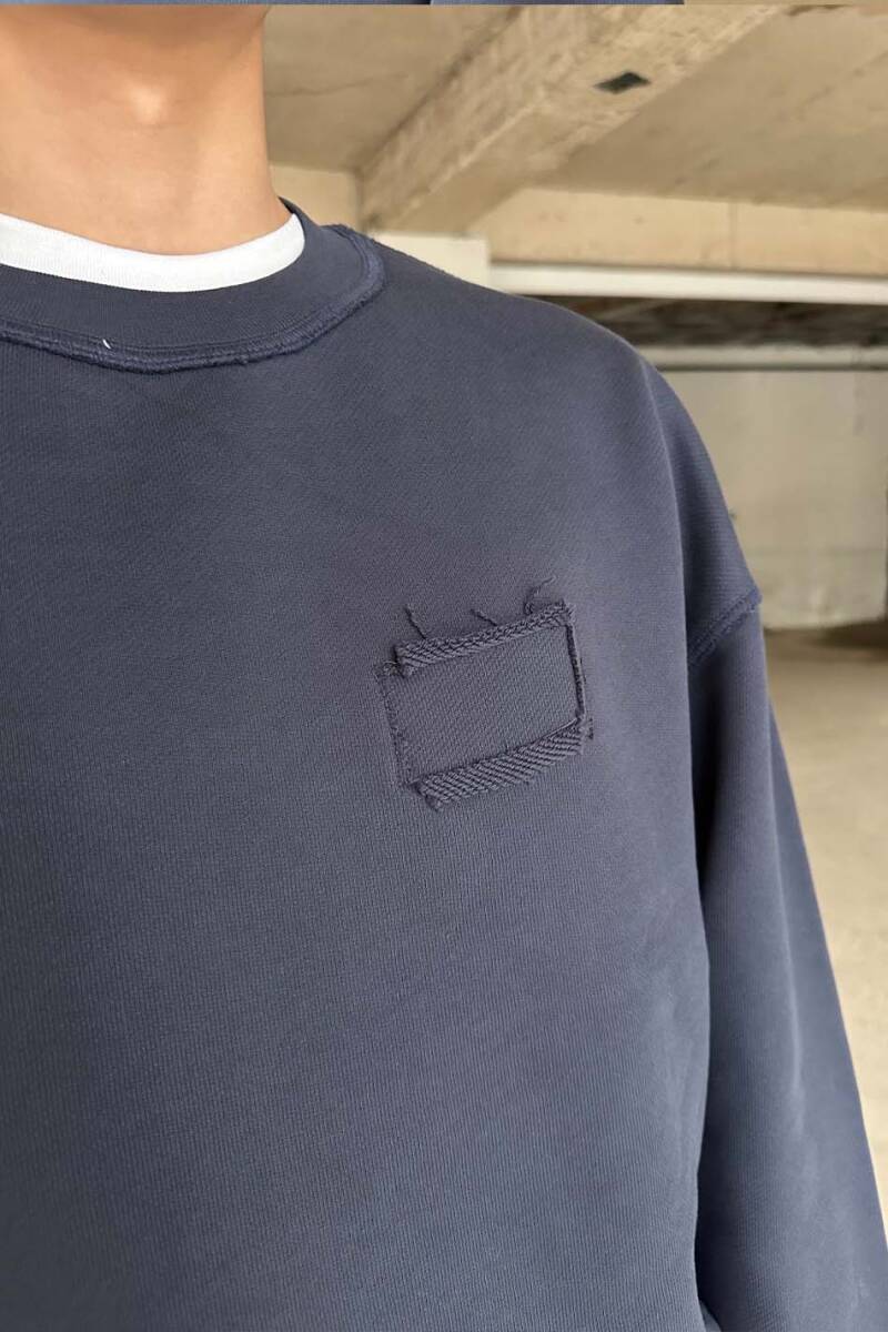 Antrasit Handmade Distressed Oversize Sweatshirt - 4