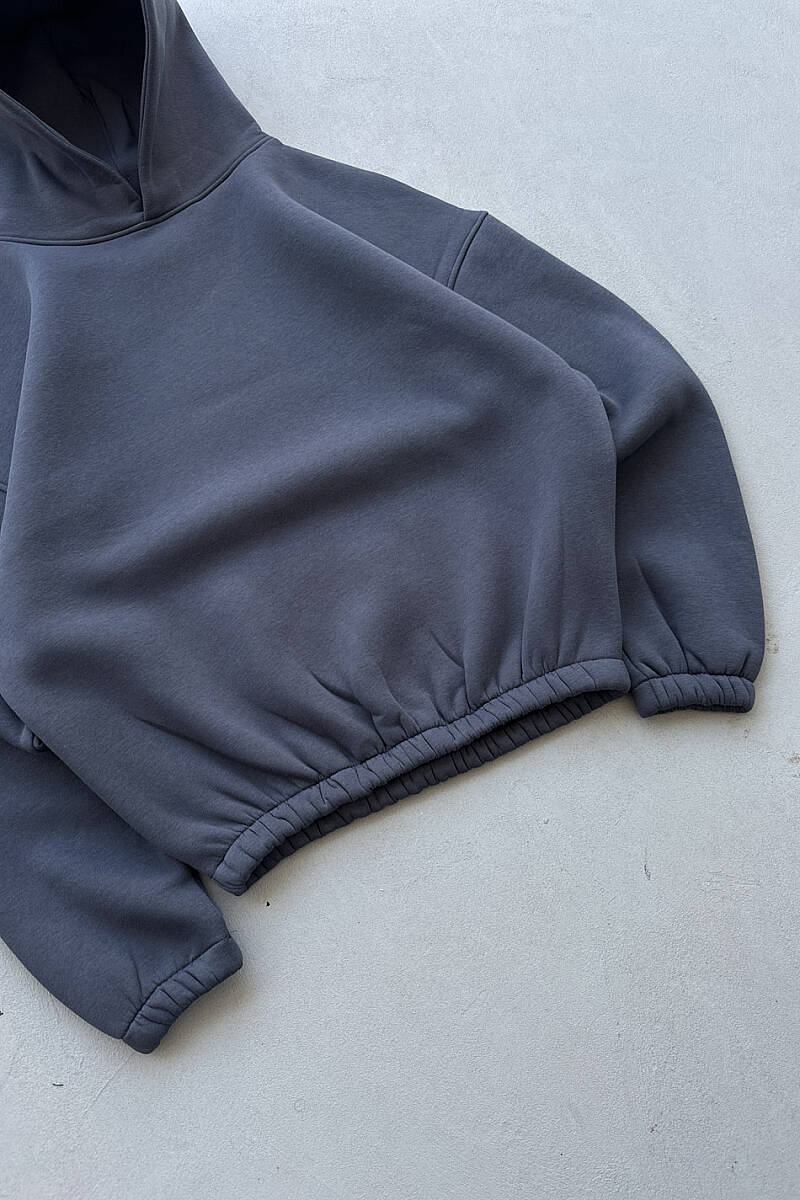 Antrasit Oversize Boxy Fit Hoodie - 3