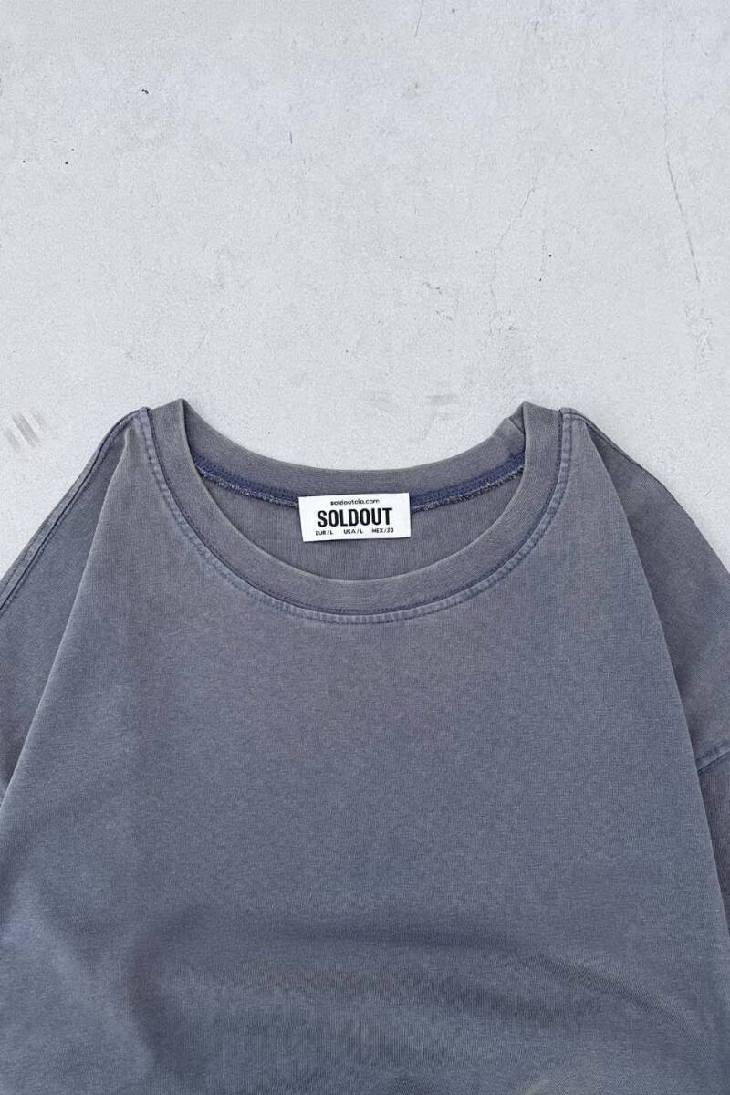Oversize Basic Antrasit Yıkamalı Tişört - 3