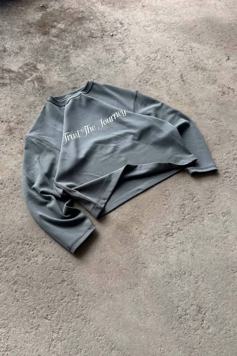 Antrasit Double Face (Çift Taraflı) Long Sleeve Tee - 6