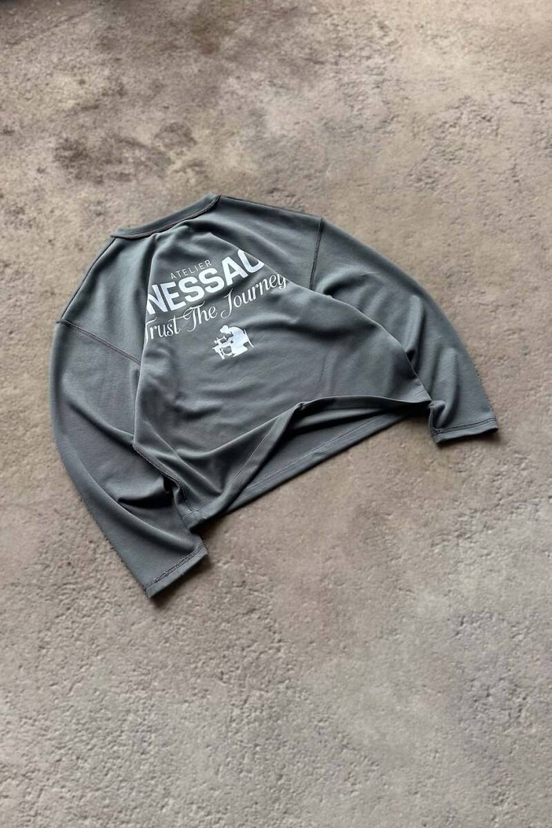 Antrasit Double Face (Çift Taraflı) Long Sleeve Tee - 5