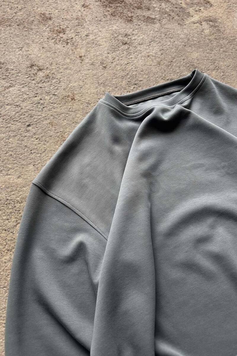 Antrasit Double Face (Çift Taraflı) Long Sleeve Tee - 12