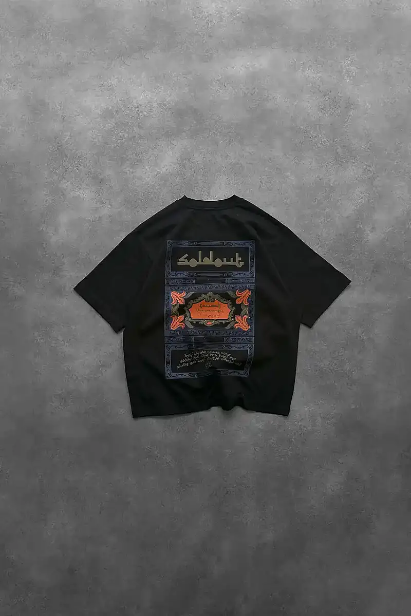 Arap Çarşaf Baskılı Oversize T-Shirt 