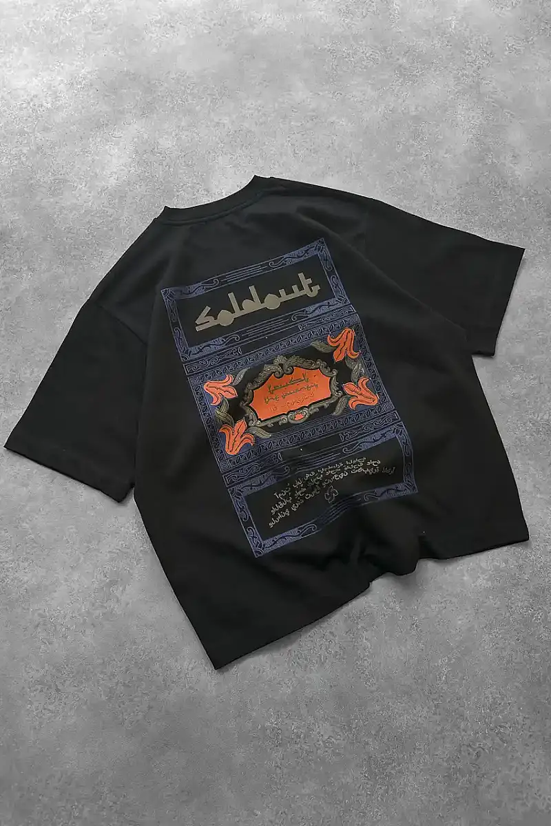 Arap Çarşaf Baskılı Oversize T-Shirt - 3