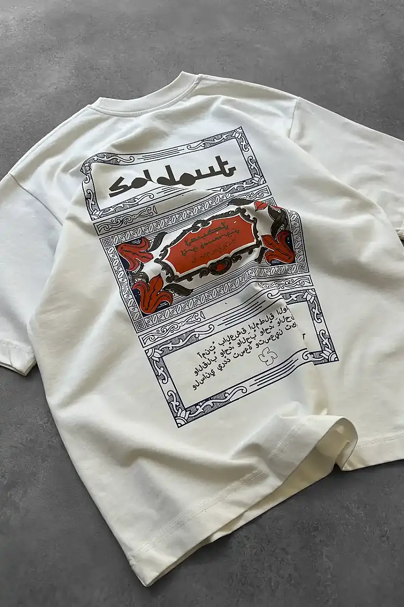 Arap Çarşaf Baskılı Oversize T-Shirt - 4